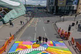 The road art is now a permanent fixture on the city centre street.