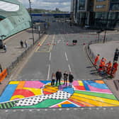 The road art is now a permanent fixture on the city centre street.