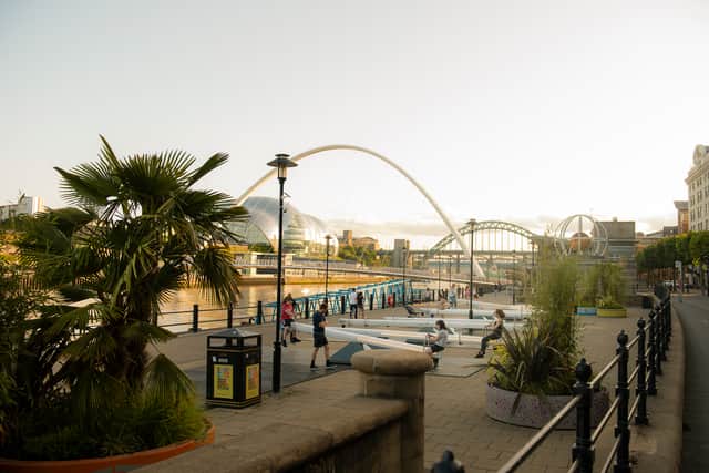 See-saws which activate a sound and light show on Newcastle’s quayside.