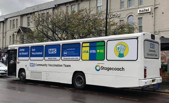 Covid vaccination bus in Newcastle. (Pic: Shutterstock)