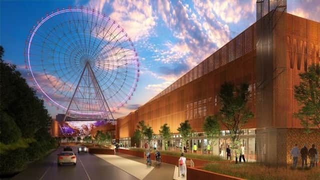 How the giants of the quayside entertainment centre and Why Aye Wheel is set to look. Pic via BBC LDRS 