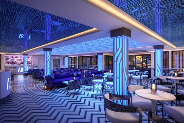 The glitzy decor at ABOVE Rooftop bar at the Vermont Hotel.
