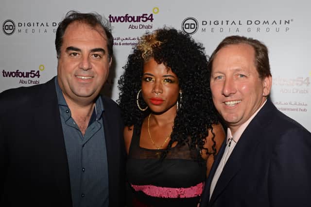 Wayne Borg, Singer Kelis and John Textor attend the Abu Dhabi Digital Domain Event at the 65th Cannes Film Festival at Plage de La Quinzaine des Realisateurs on May 21, 2012 in Cannes, France.