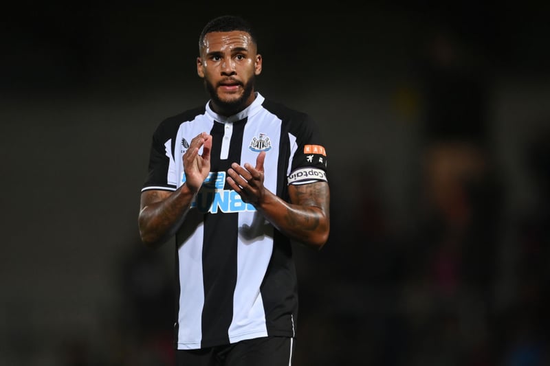 Jamaal Lascelles of Newcastle looks on during the pre-season friendly between Burton Albion and Newcastle United at the Pirelli Stadium on July 30, 2021 in Burton-upon-Trent, England.