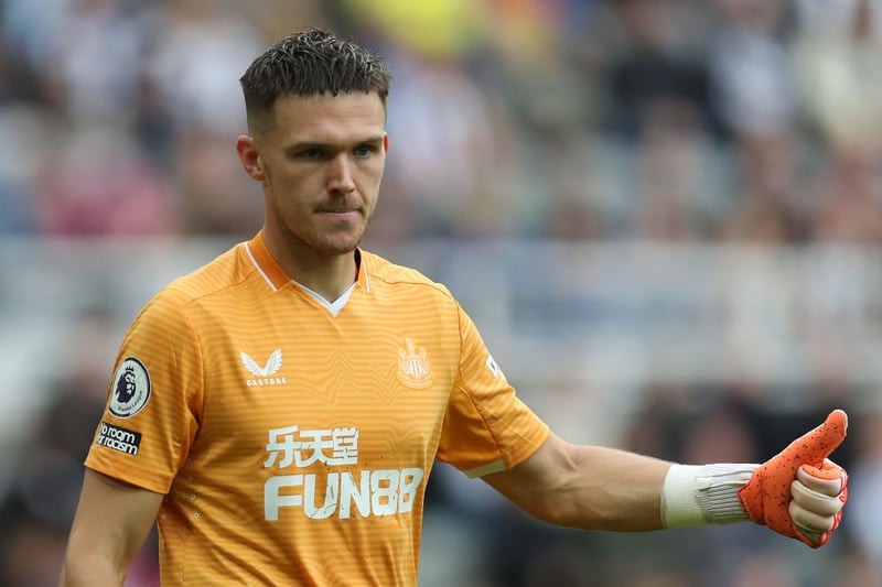 Freddie Woodman of Newcastle United gestures during the Premier League match between Newcastle United and West Ham United at St. James Park on August 15, 2021 in Newcastle upon Tyne, England. 
