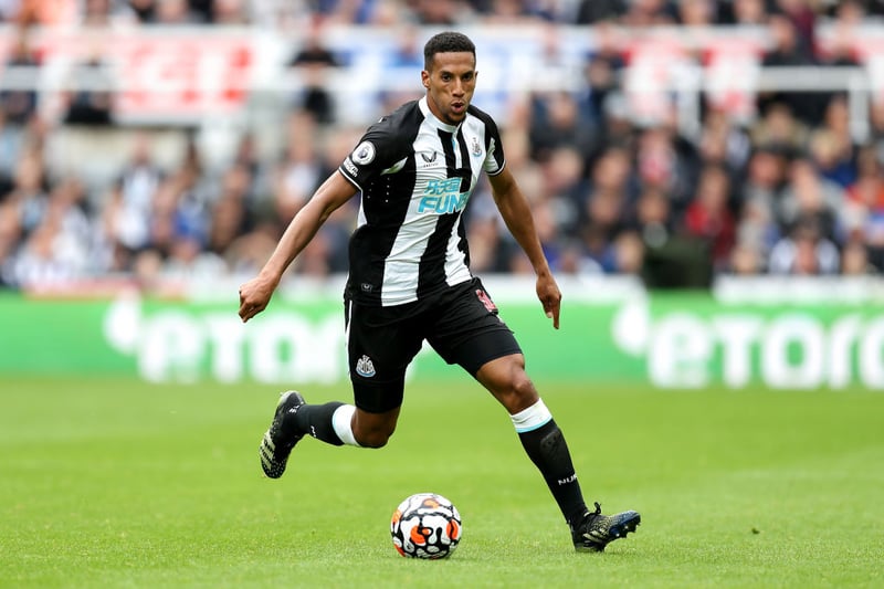 Isaac Hayden of Newcastle United runs with the ball during the Premier League match between Newcastle United  and  West Ham United at St. James Park on August 15, 2021 in Newcastle upon Tyne, England.