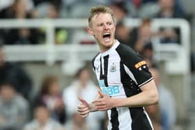Sean Longstaff of Newcastle United reacts during the Carabao Cup Second Round match between Newcastle United and Burnley at St. James Park on August 25, 2021 in Newcastle upon Tyne, England.