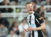 Sean Longstaff of Newcastle United reacts during the Carabao Cup Second Round match between Newcastle United and Burnley at St. James Park on August 25, 2021 in Newcastle upon Tyne, England.