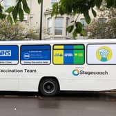 An NHS mobile vaccination clinic in Newcastle. The vaccine roll-out has now reached under-18s as schools prepare to return across England. Credit Shutterstock