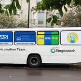 An NHS mobile vaccination clinic in Newcastle. The vaccine roll-out has now reached under-18s as schools prepare to return across England. Credit Shutterstock
