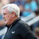 Steve Bruce, Manager of Newcastle United looks on  during the Premier League match between Newcastle United  and  Southampton at St. James Park on August 28, 2021 in Newcastle upon Tyne, England. 
