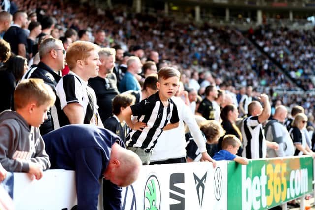 Newcastle United fans react during the Premier League match between Newcastle United  and  Southampton at St. James Park on August 28, 2021 in Newcastle upon Tyne, England.