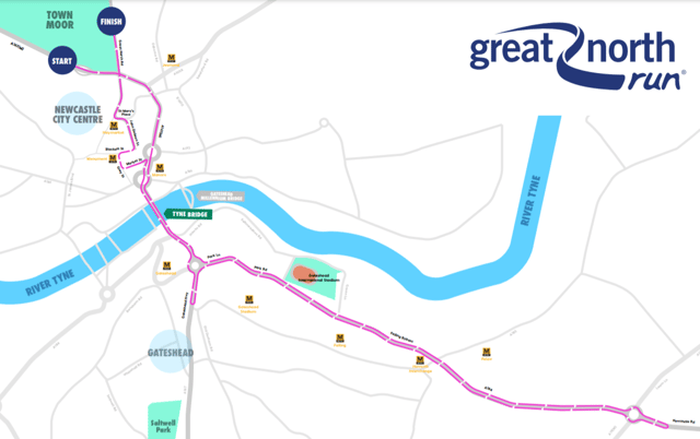 Great North Run route map. (Credit: Great North Run)