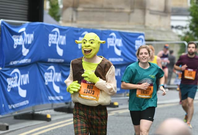 A runner in a Shrek outfit in the Great North Run (Kevin Brady)