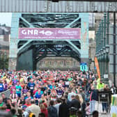 Runners make their way across the iconic Tyne Bridge