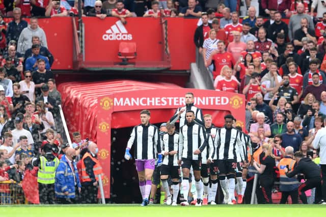 Freddie Woodman of Newcastle United leads his side out prior to the Premier League match between Manchester United and Newcastle United at Old Trafford on September 11, 2021 in Manchester, England. 