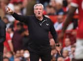 Newcastle United’s English head coach Steve Bruce gestures on the touchline during the English Premier League football match between Manchester United and Newcastle at Old Trafford in Manchester, north west England, on September 11, 2021. 