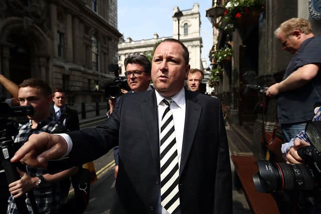 Sports Direct International founder Mike Ashley leaves the Red Lion pub in Westminster to attend a select committee hearing at Portcullis house on June 7, 2016 in London, England.