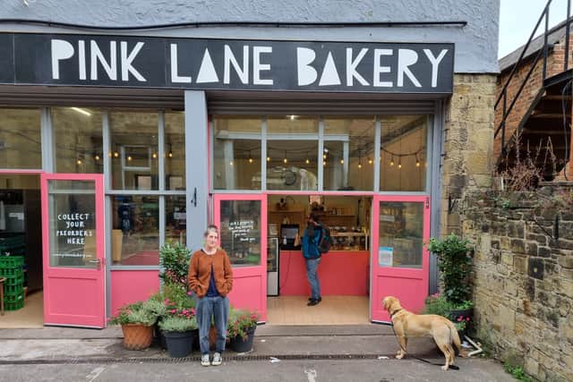 Martha outside Gosforth’s Pink Lane Bakery