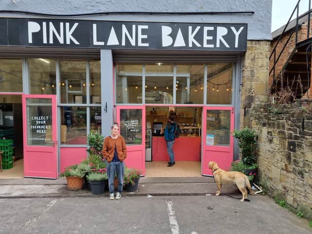 Martha outside Gosforth’s Pink Lane Bakery