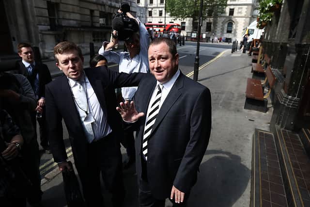 Sports Direct International founder Mike Ashley leaves the Red Lion pub in Westminster to attend a select committee hearing at Portcullis house on June 7, 2016 in London, England.