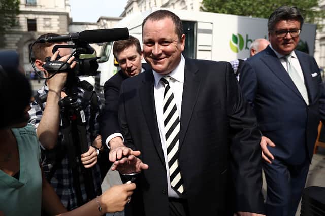 Sports Direct International founder Mike Ashley leaves the Red Lion pub in Westminster to attend a select committee hearing at Portcullis house on June 7, 2016 in London, England. Mike Ashley is to face the Business, Innovations and Skills Parliamentary Select Committee on working practices at his Sports Direct Shirebrook Warehouse in Derbyshire.