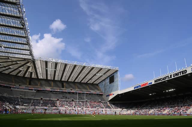 A general view of the action during the Betfred Super League match between Huddersfield Giants and Wakefield Trinity at St James’ Park on September 05, 2021 in Newcastle upon Tyne, England. (Photo by Stu Forster/Getty Images)
