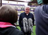 Steve Bruce, Manager of Newcastle United is interviewed by the media prior to the Premier League match between Watford and Newcastle United at Vicarage Road on September 25, 2021 in Watford, England.
