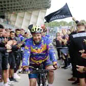Newcastle Falcons players cheer off Matt and Mark as they depart Kingston Park Stadium.