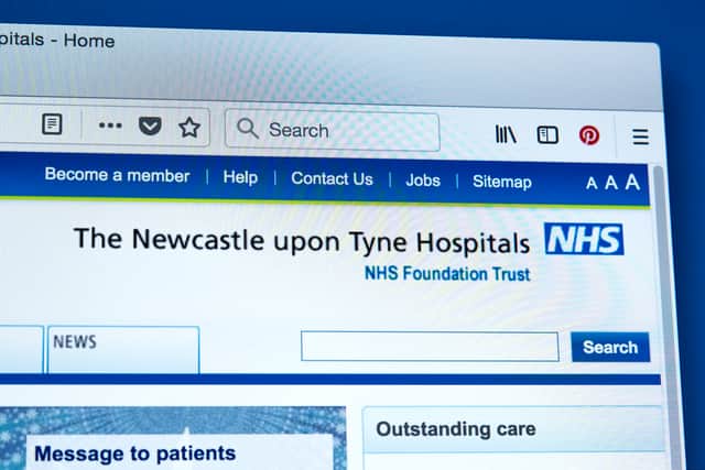 <p>The homepage of the official website for the Newcastle Upon Tyne Hospitals NHS Foundation Trust in the UK, on 5th March 2018.  C</p>