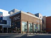 View of Intu Eldon Square shopping centre with Next store in Newcastle upon Tyne, England