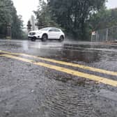 Rain collects outside Gateshead’s Saltwell Park