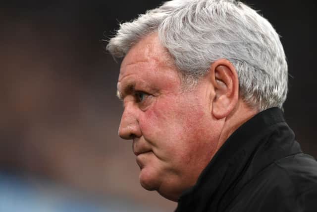 Newcastle manager Steve Bruce looks on before the Premier League match between Newcastle United  and  Leeds United at St. James Park on September 17, 2021 in Newcastle upon Tyne, England.