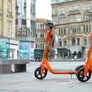 E-scooters at the Monument in Newcastle city centre.