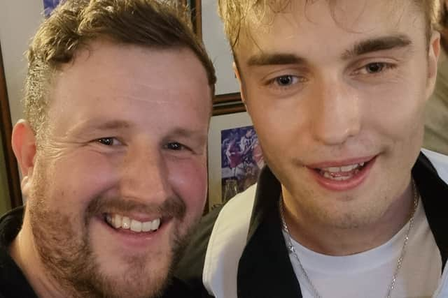 NewcastleWorld’s Liam Kennedy with Sam Fender in The Strawberry on Thursday night.