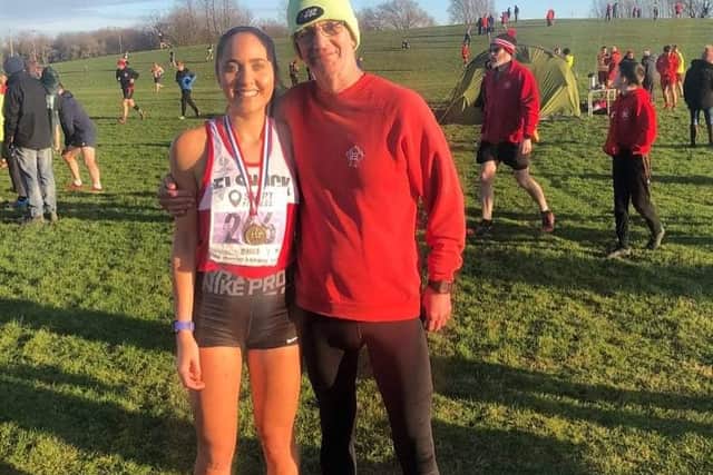 Tom with Elswick Harriers runner Amy Fuller (Image: Elswick Harriers)