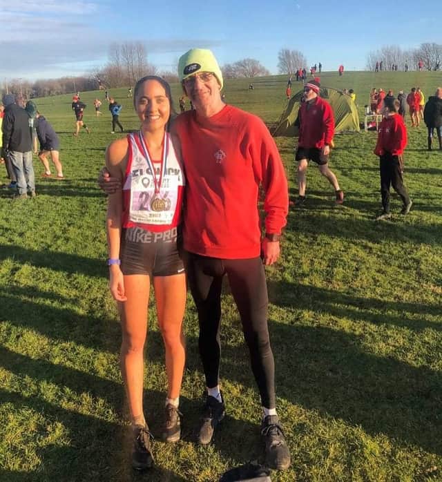 Tom with Elswick Harriers runner Amy Fuller (Image: Elswick Harriers)