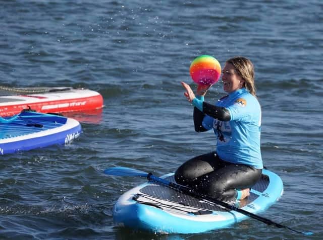 Action shot from SUPBallUK demo at North Sea Weekender 