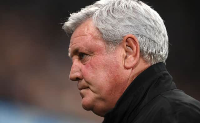 Newcastle manager Steve Bruce looks on before the Premier League match between Newcastle United and Leeds United at St. James Park on September 17, 2021 in Newcastle upon Tyne, England.