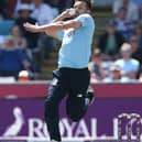 Mark Wood of England in action during the 1st ODI cricket match between England and Sri Lanka at Emirates Riverside on June 29, 2021 in Chester-le-Street, England. (Photo by Nigel Roddis/Getty Images)