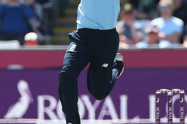 Mark Wood of England in action during the 1st ODI cricket match between England and Sri Lanka at Emirates Riverside on June 29, 2021 in Chester-le-Street, England. (Photo by Nigel Roddis/Getty Images)