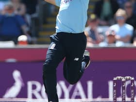 Mark Wood of England in action during the 1st ODI cricket match between England and Sri Lanka at Emirates Riverside on June 29, 2021 in Chester-le-Street, England. (Photo by Nigel Roddis/Getty Images)