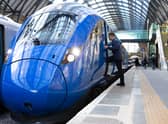 Train driver Danny Milne boards the Lumo train at King’s Cross. Credit: David Parry/PA Wire
