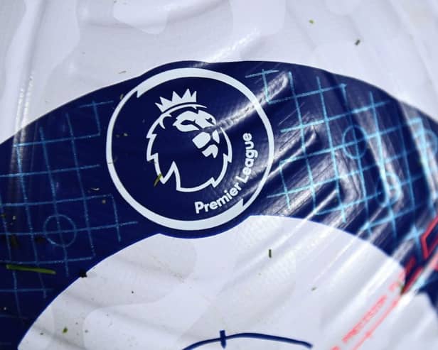 A logo is pictured on a new Nike Flight ball during the English Premier League football match between Brighton and Hove Albion and Crystal Palace at the American Express Community Stadium in Brighton, southern England on February 22, 2021.