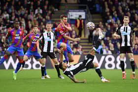 Callum Wilson of Newcastle United scores their side’s first goal during the Premier League match between Crystal Palace and Newcastle United at Selhurst Park on October 23, 2021 in London, England.