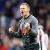 Graeme Jones, Interim Manager of Newcastle United celebrates following the Premier League match between Crystal Palace and Newcastle United at Selhurst Park on October 23, 2021 in London, England.