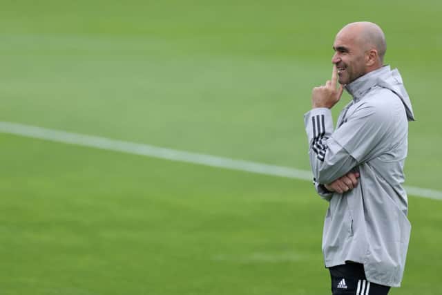 Belgium’s Spanish coach Roberto Martinez attends his team’s MD-1 training session at the team’s base camp in Tubize on July 1, 2021 on the eve of their UEFA EURO 2020 quarter-final football match against Italy.