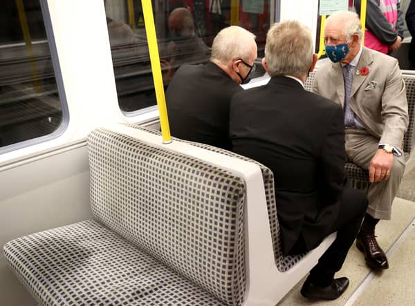 Prince Charles rides on the Tyne and Wear Metro (Image: Getty Images)