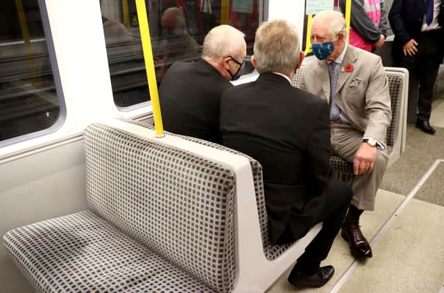 Prince Charles rides on the Tyne and Wear Metro (Image: Getty Images)