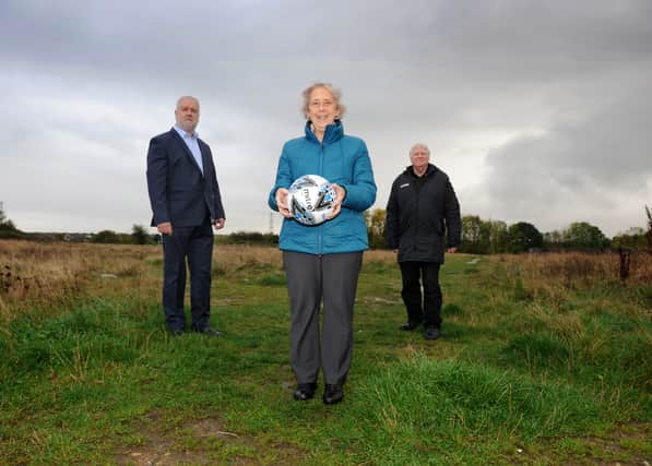 Cllr Moira Smith is pictured with Perth Green CA trustees Kevin Mullen and Stephen Dean